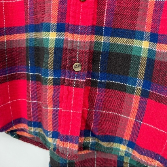 American Eagle Boyfriend Fit Striped Plaid Multi Collared Long Sleeves Shirt - Picture 5 of 8